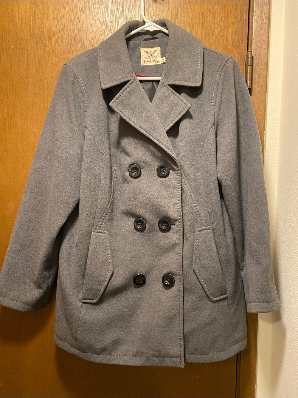 Faded Glory Women's Gray Double-Breasted Peacoat